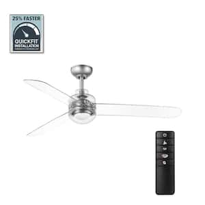 Everaine 52 in. White Color Changing Integrated LED Silver Ceiling Fan with Light Kit, DC Motor and Remote Control