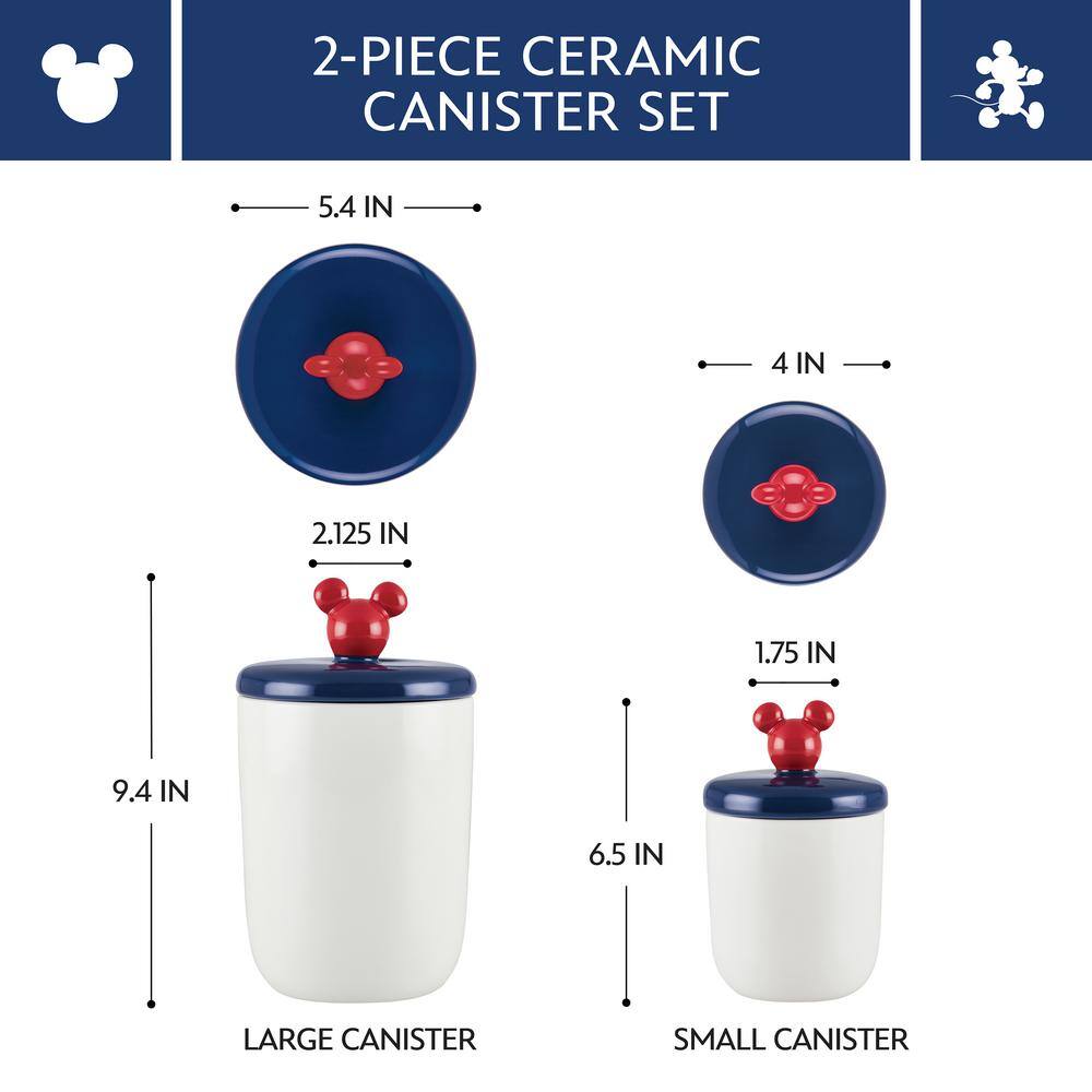 Bon Voyage White Ceramic Food Storage Jar Set with Red and Blue Lids