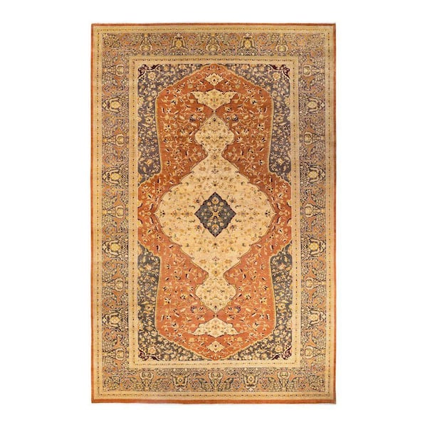 Mogul Orange 10 x 16 Oriental Wool Indoor Runner Rug