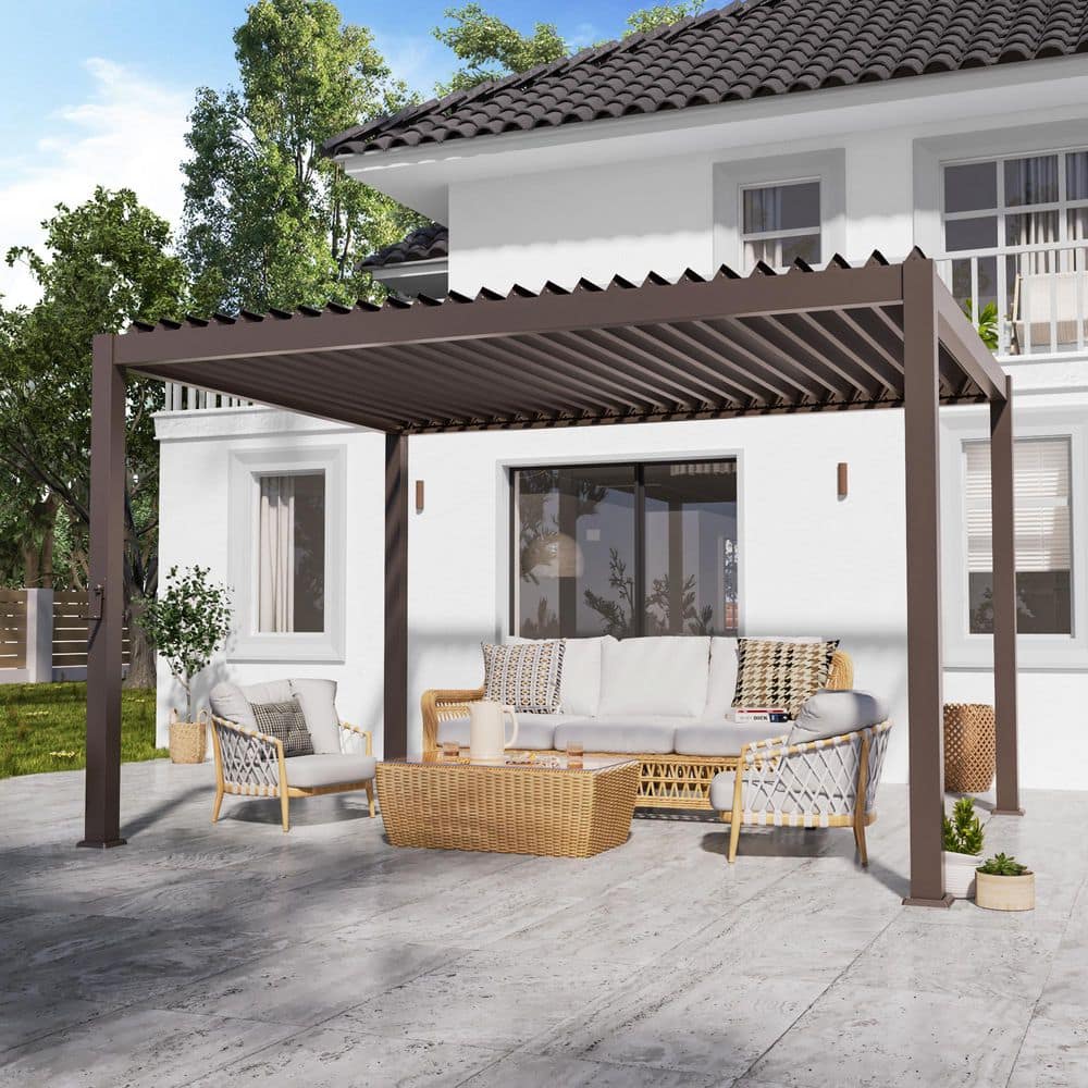 MELLCOM Louvered Pergola 10x12, Alumnum Pergola Wth Adjustable