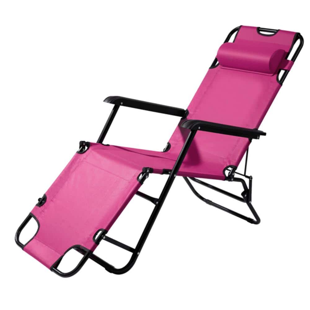 1-Piece Outdoor Reclining Chair Steel Folding Armchair in Pink price history on PriceWatchPro