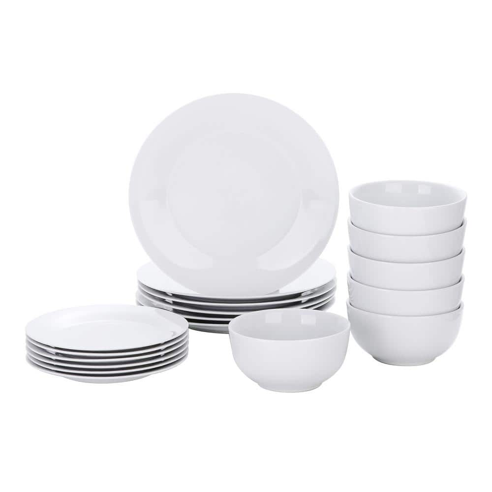 MALACASA, Series Blance, 6-Piece Porcelain Dinner Plates Dinnerware Set,  Ivory White Dinner Set, 10.25