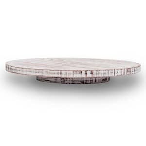 1-Shelf 12.8 in. Brown Torched Wood Lazy Susan