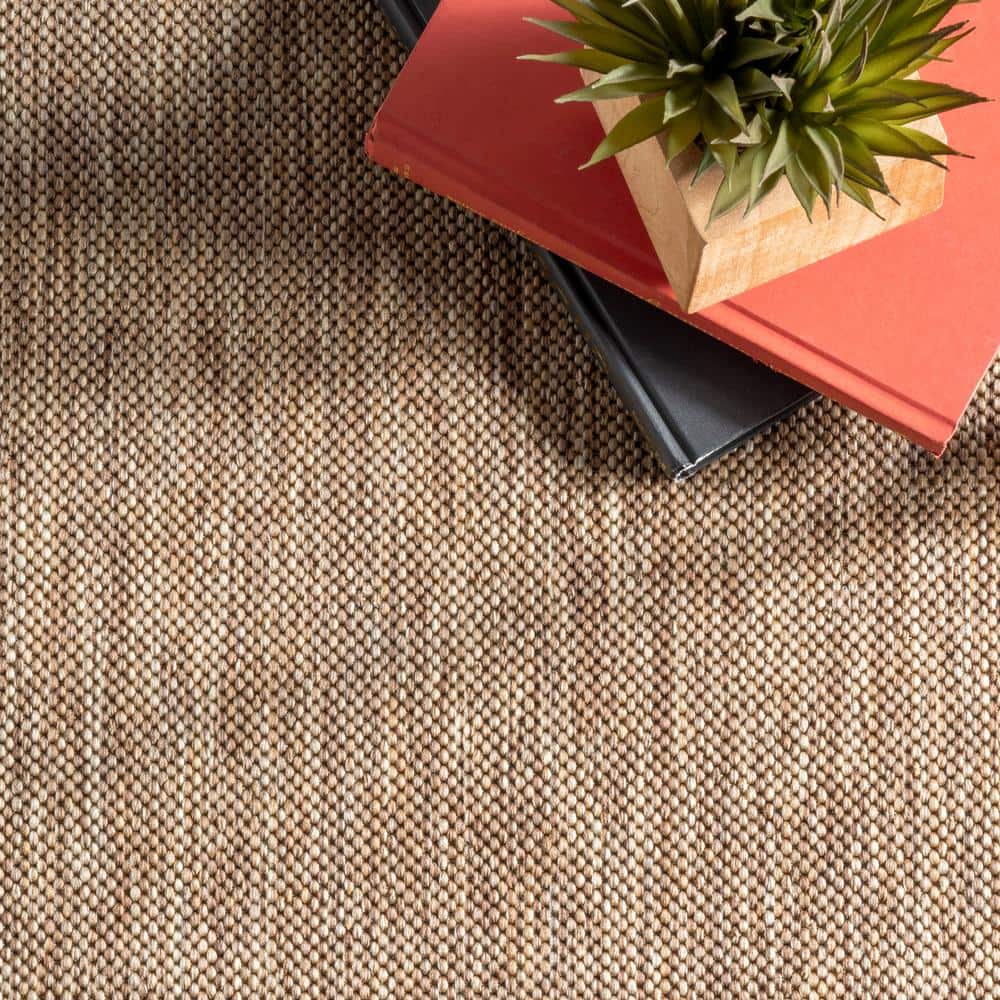 Casual Elegance Light Brown Stripe Indoor/Outdoor Square Rug
