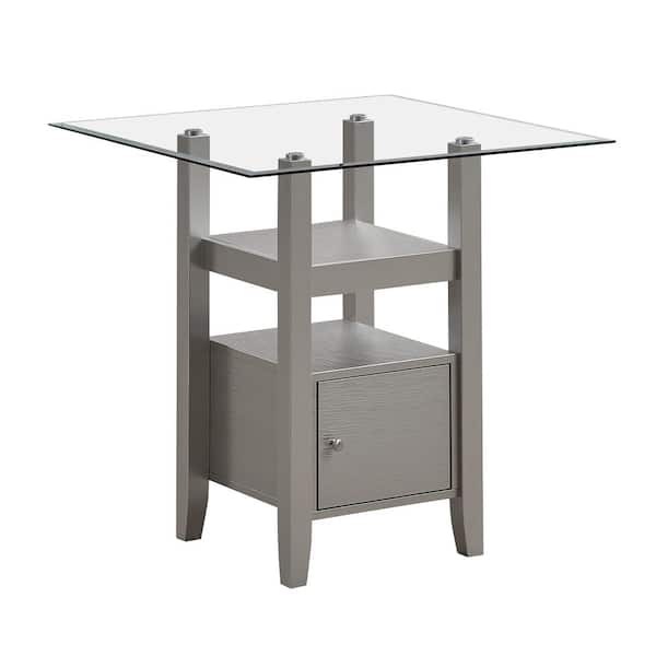 Signature Home SignatureHome Champagne Finish Top Glass Counter Height 4 Leg Dining Table With Storage Seating Capacity 4.(35Lx35Wx36H)