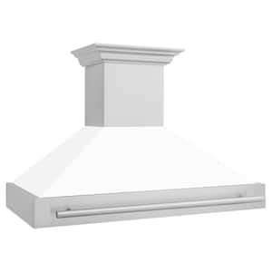 48 in. 400 CFM Ducted Vent Wall Mount Range Hood with White Matte Shell in Stainless Steel