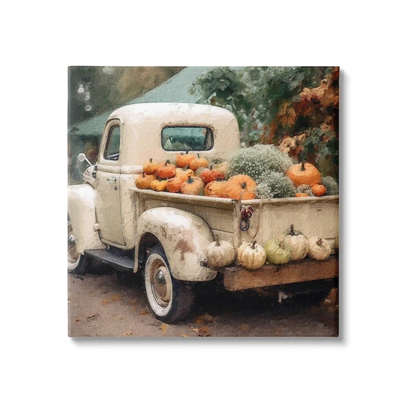 Stupell Industries Pumpkin and Gourd Truck by Riley B 1-Piece Unframed Graphic Print Travel Poster Art Print 24 in. x 24 in.