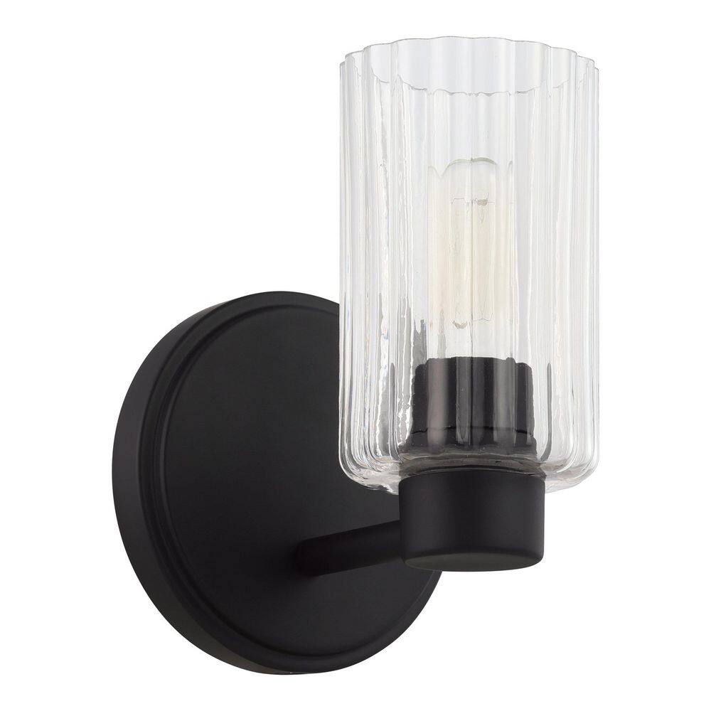Bedminster 5-in. 1-light Matte Black Vanity Light with Clear Ribbed Glass Shade price history on PriceWatchPro