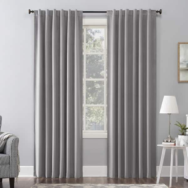 Sun Zero Amherst Velvet Noise Reducing Thermal Gray Polyester 50 in. W x 96 in. L Blackout Curtain Double Panel