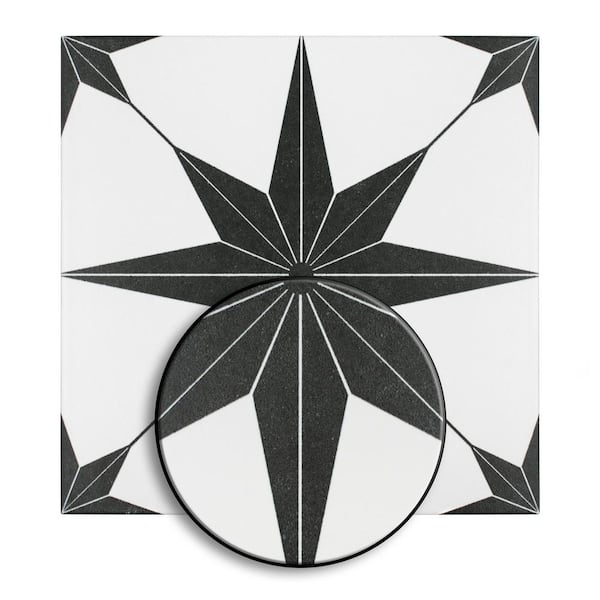 Merola Tile Stella Nero 9-3/4 in. x 9-3/4 in. Porcelain Floor and