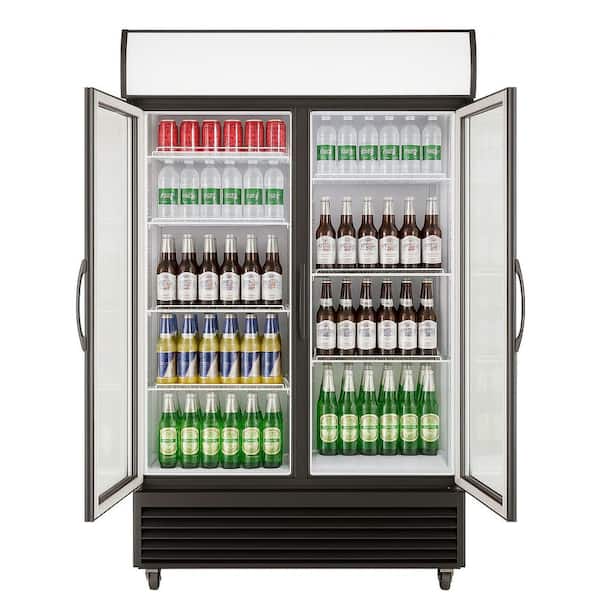 36 in. W 18 cu. ft. NSF Commercial 2-Glass Door Slim Upright Display Beverage Cooler Refrigerator in White