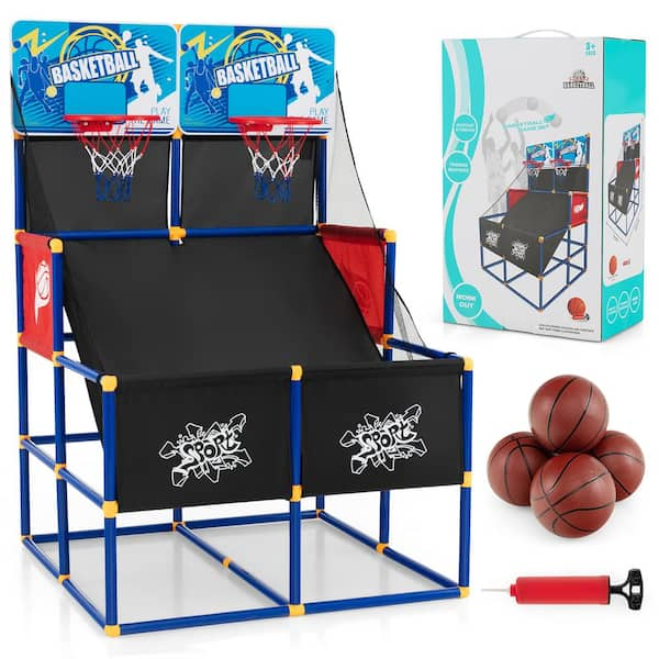 Costway Kids Dual Shot Basketball Arcade Game with 4 Balls Pump