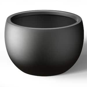 19 in. W x 13 in. H Charcoal Black Large Tall Round Concrete Planter / Garden Plant Pot for Indoor and Outdoor