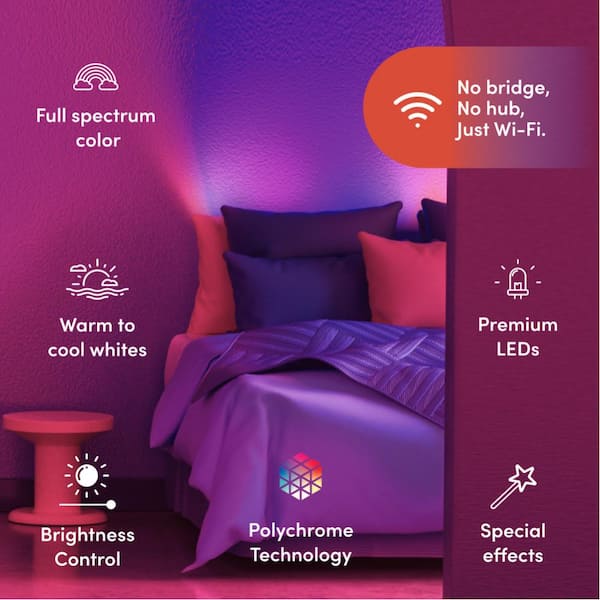 60W Equivalent Smart 2-A19 LED Light Bulbs & One 40 in. Strip Light Kit,Works w/Alexa/Google/HomeKit Multi-Color (1-Kit)