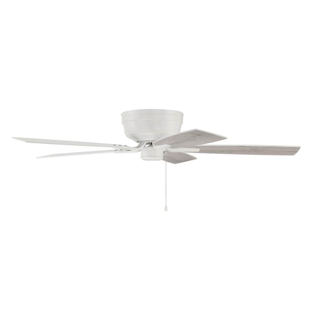 White 52" Low Profile Ceiling Fan with Reversible Blades