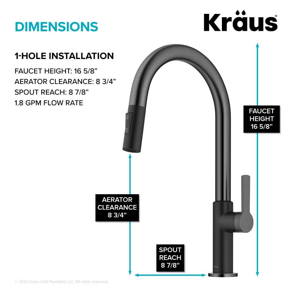 Matte Black Stainless Steel Pull-Down Kitchen Faucet with Spray
