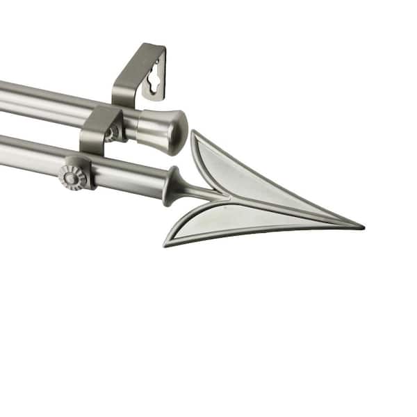 Rod Desyne 66 in. x 120 in. Arrow Double Curtain Rod Set in Satin Nickel