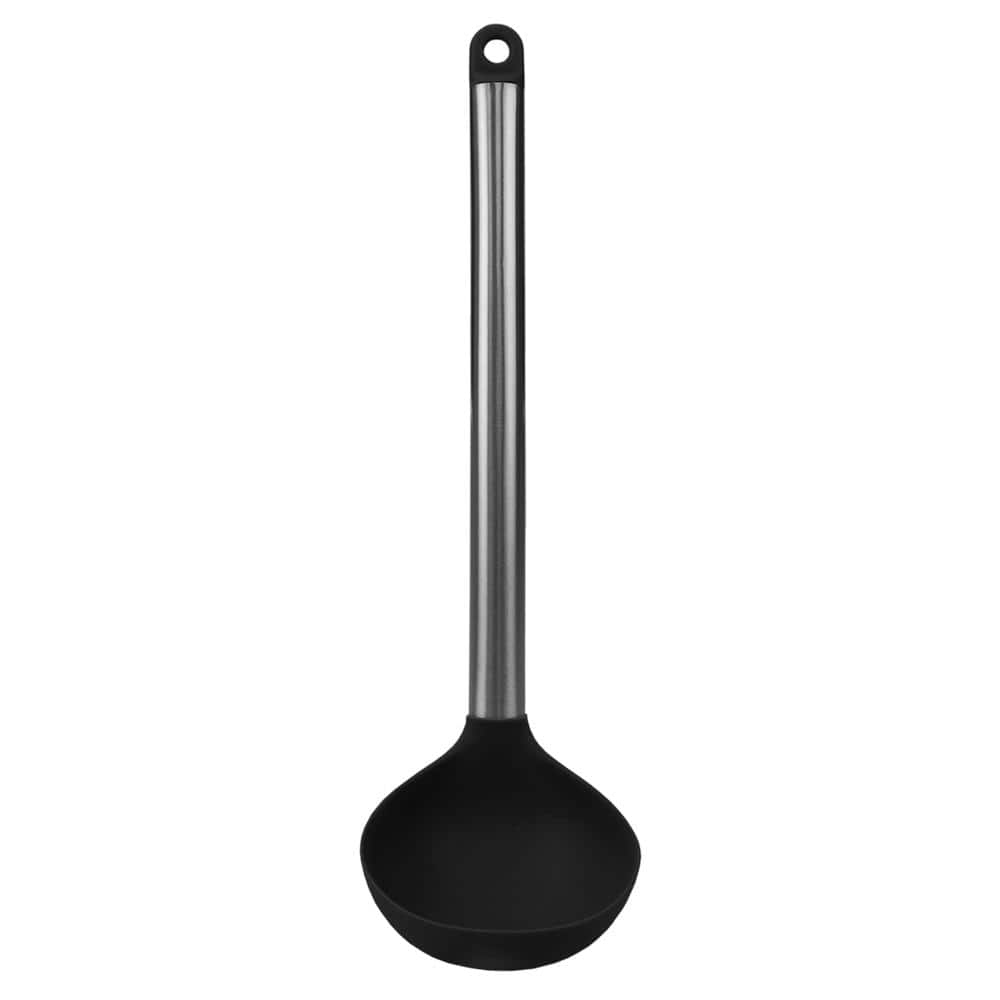 Home Basics Black Stainless Steel Silicone Ladle HDC73672 - The Home Depot