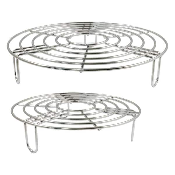 2 Piece Stainless Steel Mirror Finish Cooling Rack Set with Elevated Feet for Baking Grilling Roasting Steaming