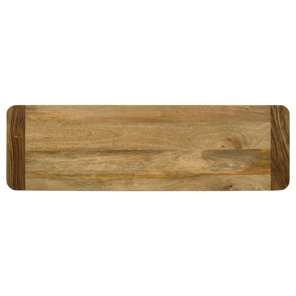 Rustic Brown Mango Wood Dining Bench with Black Iron Legs