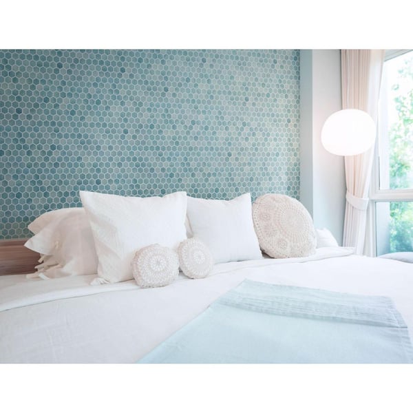 Watelle Costel 11.5 in. x 11.8 in. Honeycomb Marble Look Recycled Matte Glass Hexagon Wall and Floor Mosaic Tile Sample
