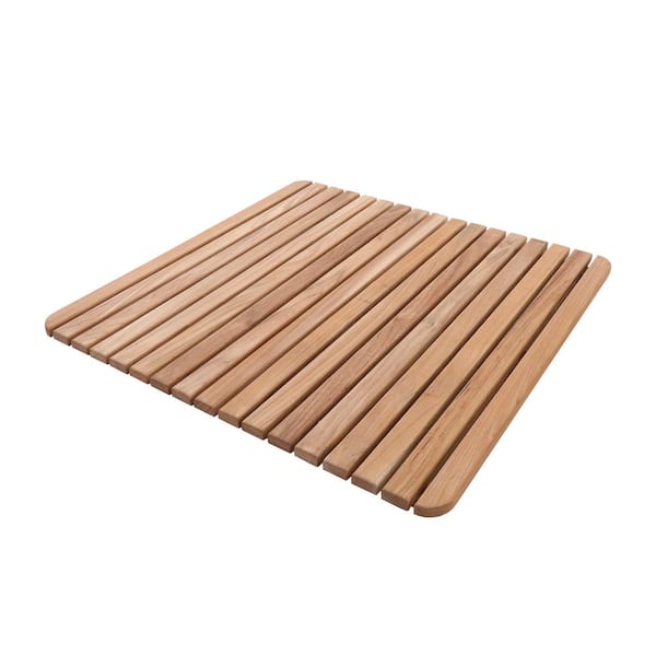 NORDIC STYLE LLC Nordic Style 24 in. x 24 in. Natural Beige Teak Indoor and Outdoor Shower/Bath Mat