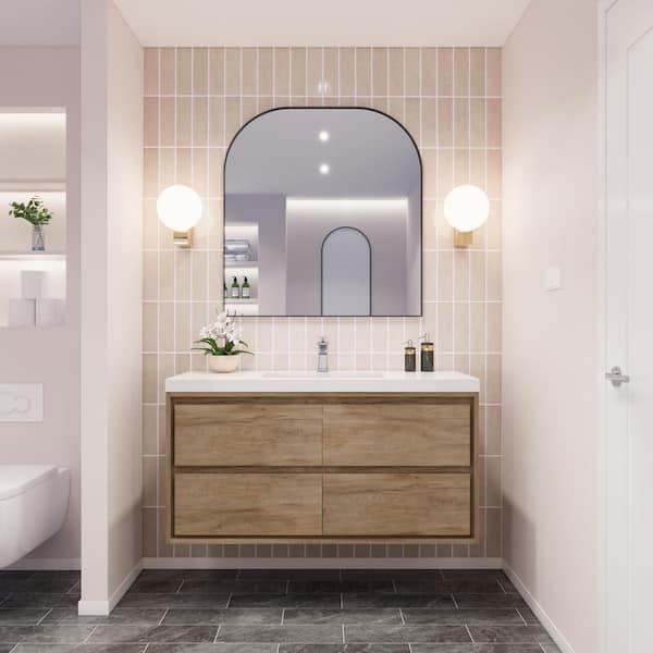 Moreno Bath Sage 47 in. W Bath Vanity in White Oak with Reinforced Acrylic Vanity Top in White with White Basin