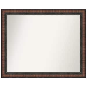 Caleb Brown 32 in. x 26 in. Non-Beveled Farmhouse Rectangle Framed Bathroom Wall Mirror in Brown