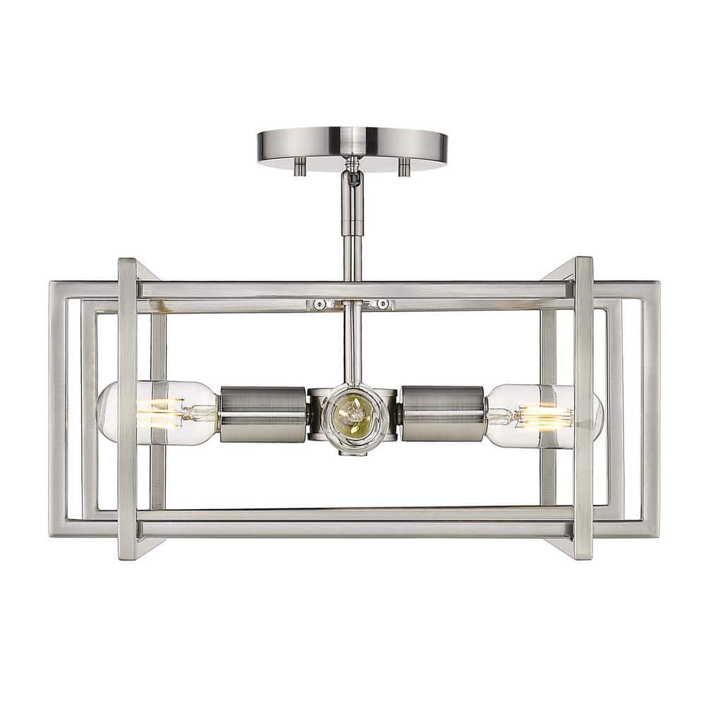 Tribeca Contemporary Pewter 16" Geometric Semi-Flush Light