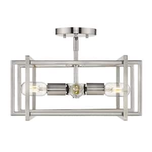 Tribeca 15.5 in. 4-Light Pewter with Pewter Accents Semi-Flush Mount