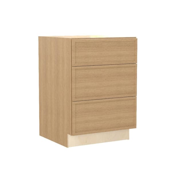 Franklin 24 in. W x 24 in. D x 34.5 in. H Assembled Plywood Drawer Base Kitchen Cabinet in Vanguard Oak with Soft Close