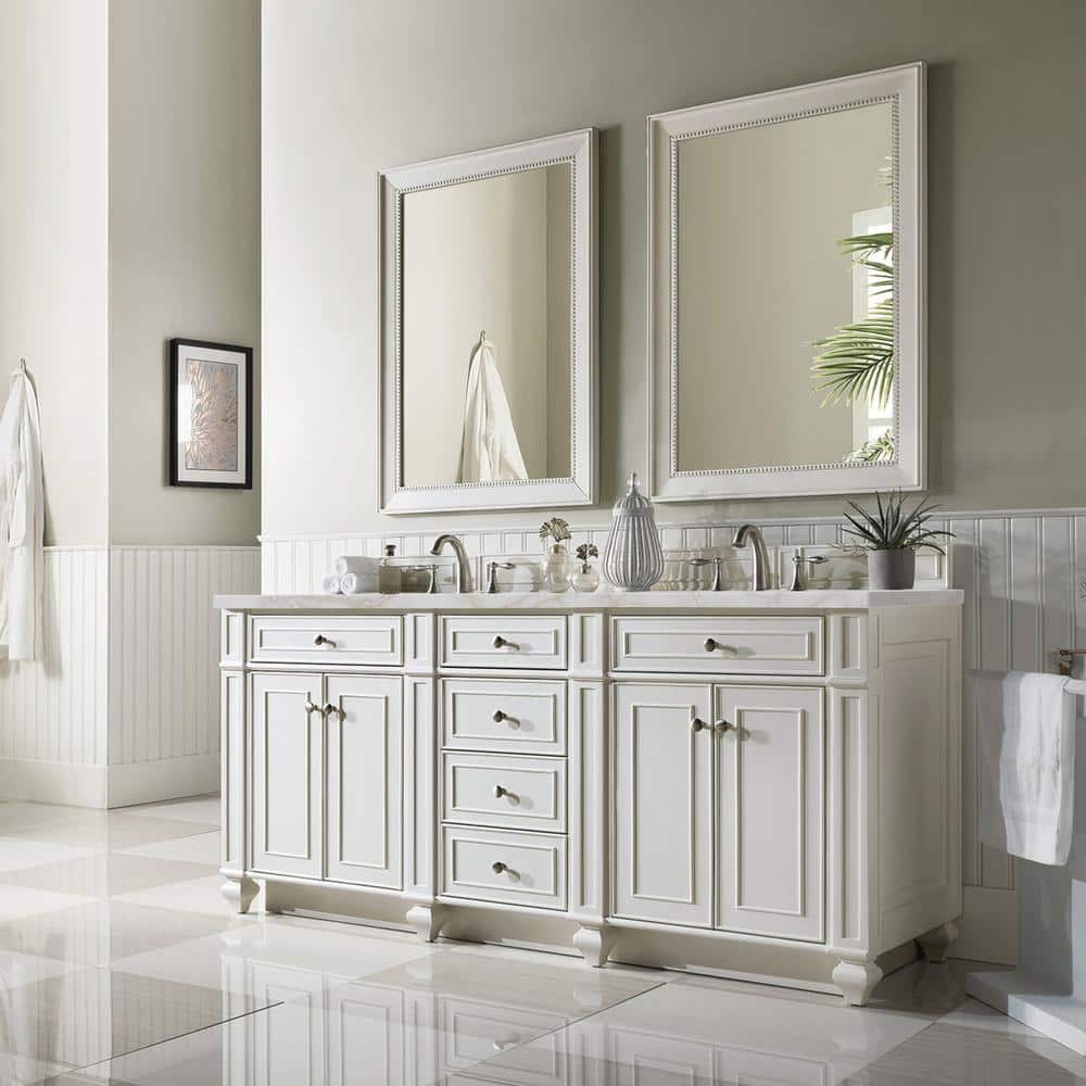 Bristol 72.0 in. W x 23.5 in. D x 34.0 in. H Double Bathroom Vanity in Bright White with Victorian Silver Quartz Top price history on PriceWatchPro