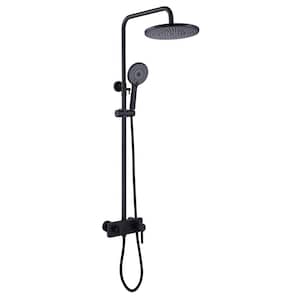 Single Handle 3-Spray Exposed Pipe Tub and Shower Faucet 1.8 GPM Wall Mount Shower System in Matte Black Valve Included