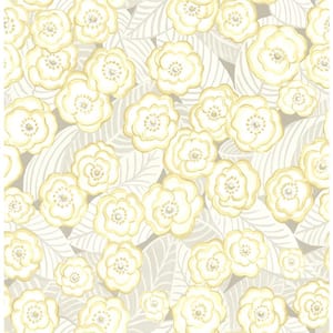 Emery Light Yellow Floral Light Yellow Wallpaper Sample