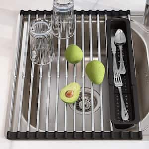 Expandable 304 Stainless Steel Roll Up Dish Drying Dish Rack
