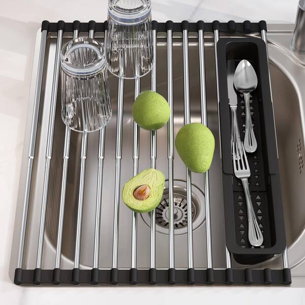 JASIWAY Expandable 304 Stainless Steel Roll Up Dish Drying Dish