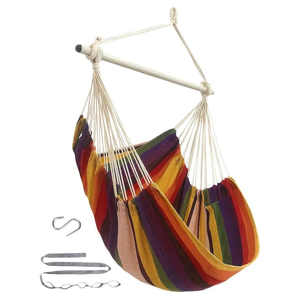 OGETFUUR 3.1 ft. Rainbow Hammock Chair Swing for Bedroom, 500 lb