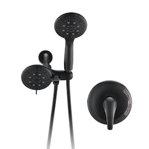 Single-Handle 6-Spray Round High Pressure Shower Faucet with Dual Shower Head in Oil-Rubbed Bronze (Valve Included)