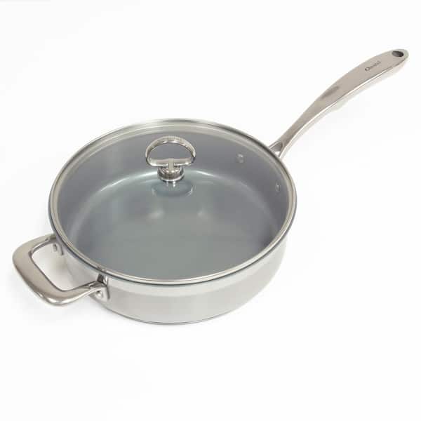 Chantal Induction 21 Steel 10 in. Stainless Steel Ceramic Nonstick Skillet in Brushed Stainless Steel with Glass Lid