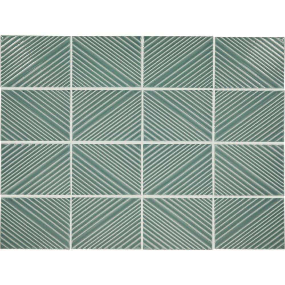 Daltile Revalia Remix Sage Green 12 in. x 16 in. Glossy Ceramic