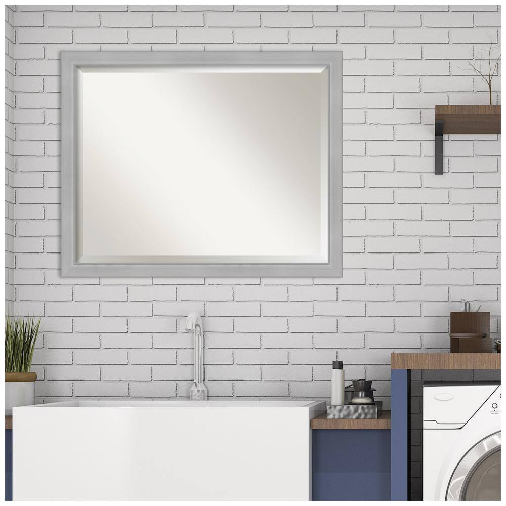 Elegant Vista Brushed Nickel 31"x25" Bathroom Vanity Wall Mirror