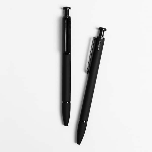 U Brands The Monterey Retractable Ballpoint Pens 1mm Soft Touch Barrel Black Ink Black 12 Pack 3786u01 24 The Home Depot