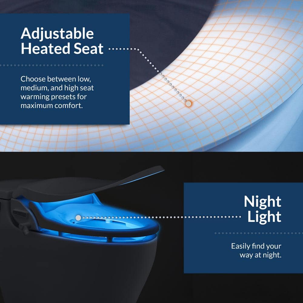 White Elongated Smart Bidet Toilet Seat with Remote