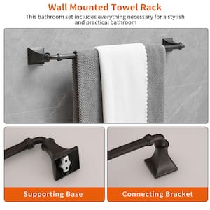 4-Piece Bath Hardware Set with Towel Bar Hand Towel Holder Toilet Paper Holder Towel Hook in Oil Rubbed Bronze