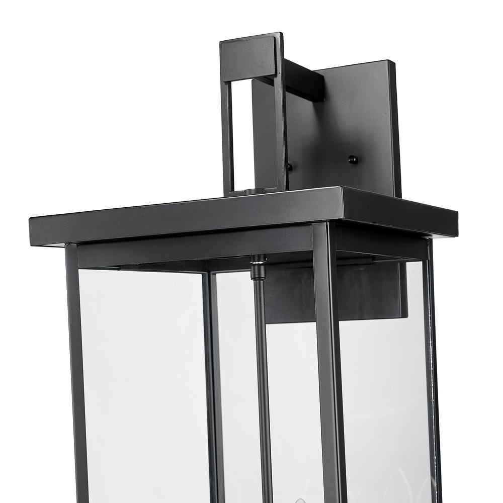 Black Steel 27" Outdoor Wall Sconce with Clear Glass Shade
