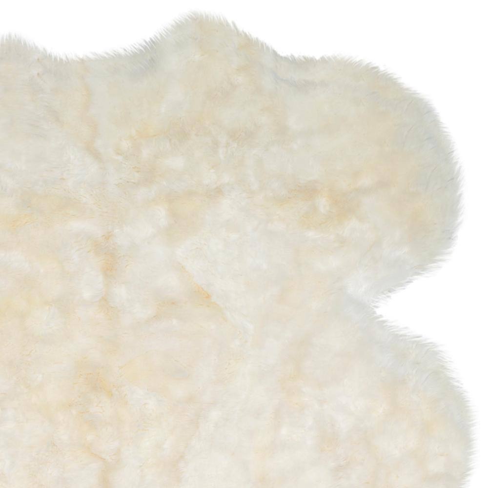 Luxurious Hand-Knotted Natural White Sheepskin 5' x 8' Area Rug