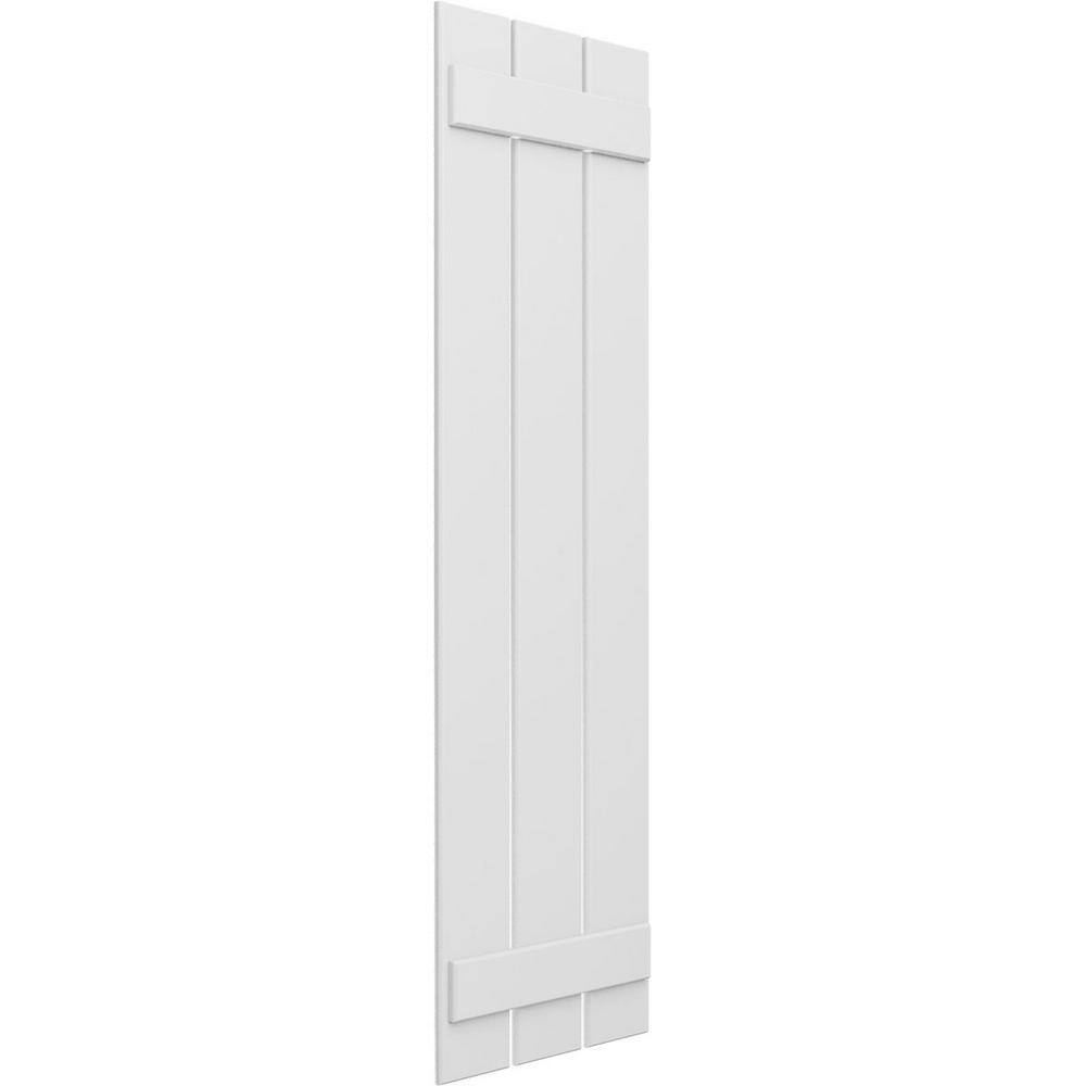 Unfinished White PVC Board and Batten Shutters, 17 1/8"W x 38"H