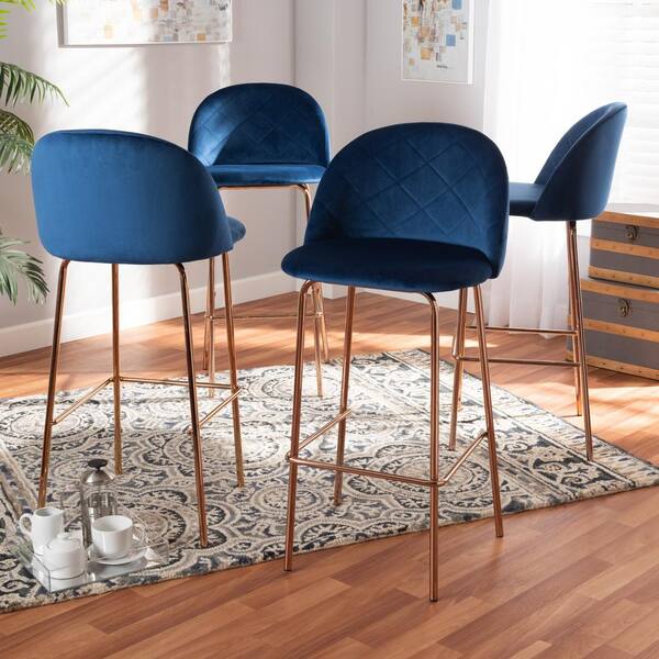 navy and rose gold bar stools