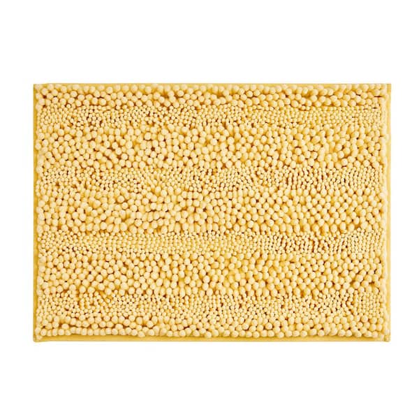 Laura Ashley Astor with TPR Backing 20 in. x 34 in. Yellow Solid Color Polyester Rectangle Bath Mat