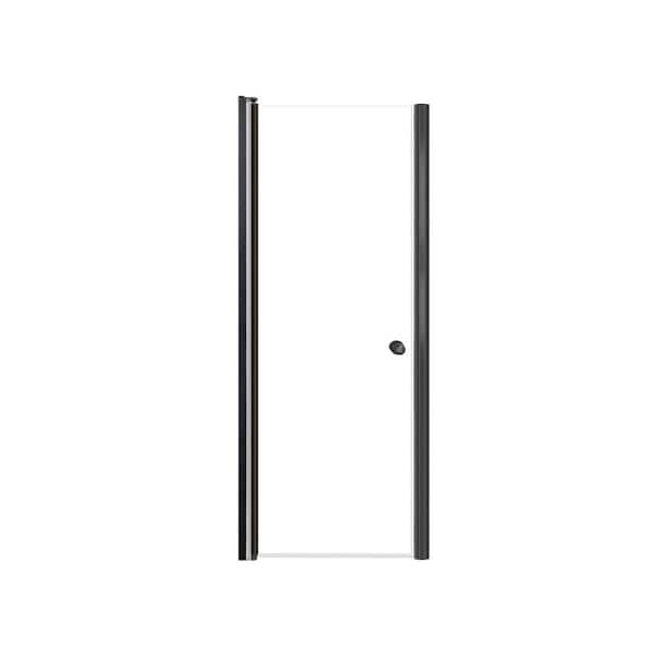 Transolid Lyna 27 in. W x 70 in. H Pivot Frameless Shower Door in Matte Black with Clear Glass